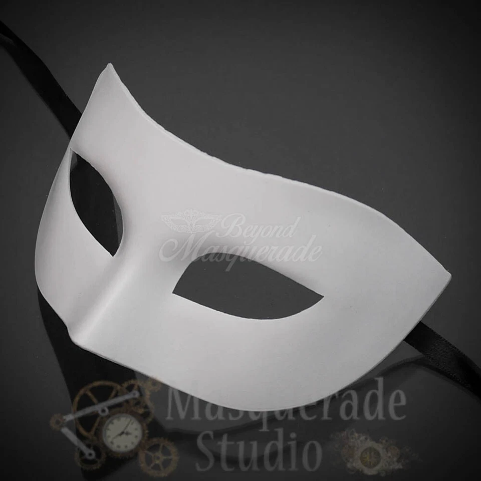 Mens Eye Mask Phantom of the Opera Venetian Minimalist Masquerade Mask [White] - Image 3 of 4