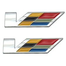 2pcs V Emblem Silver 3D Metal Rear Fender Badge for CTS SRX STS Nameplate