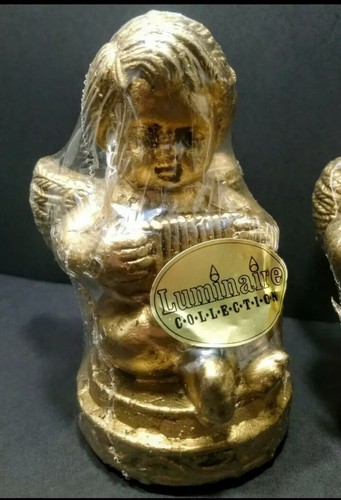 Juego de velas de ángel querubines dorados 2 ángeles vintage nuevas velas de Navidad doradas nuevas - Imagen 4 de 12