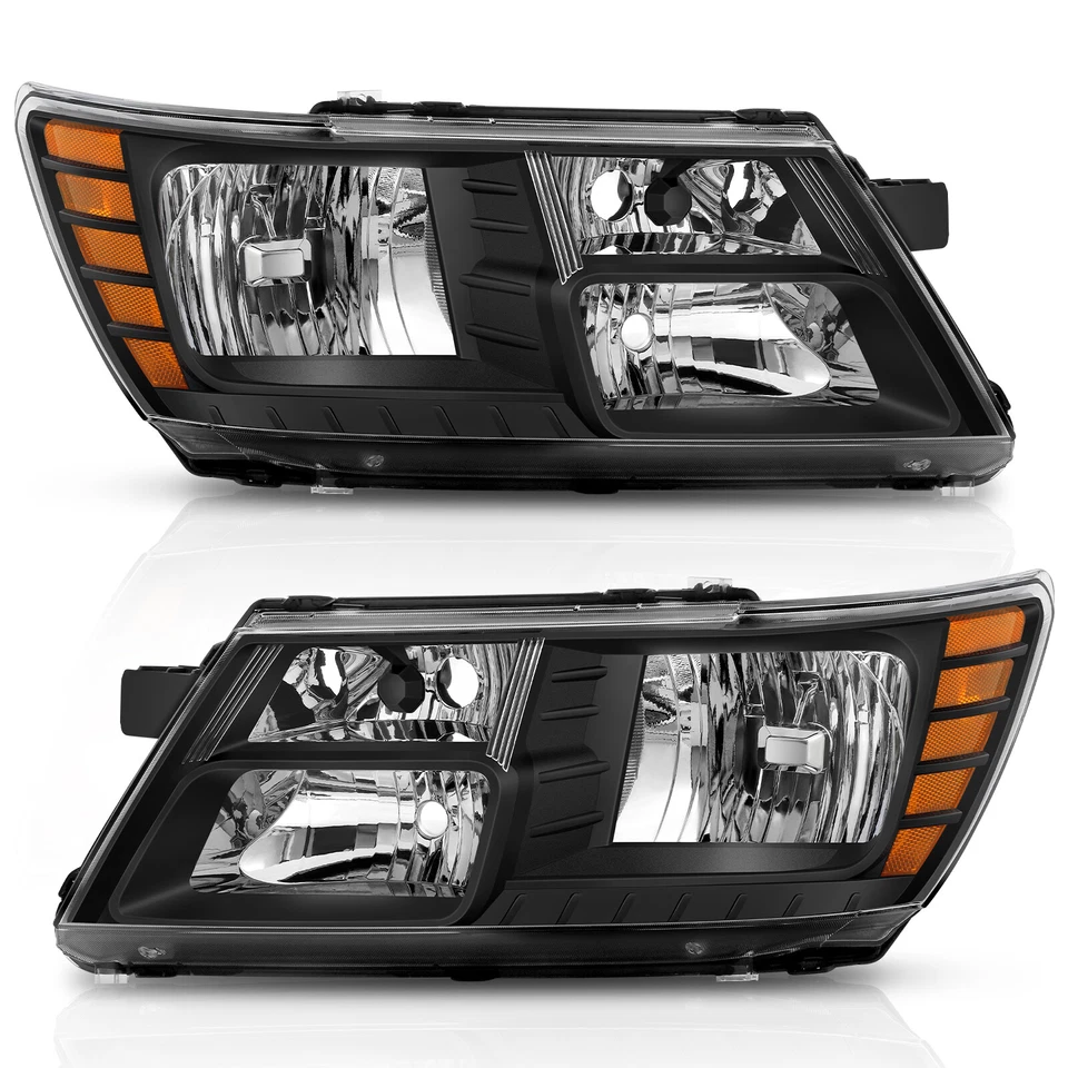 Headlights For 2009-2020 Dodge Journey Black Housing Amber Corner Headlamp LH RH Foto 2 de 4