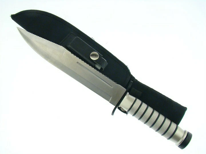 New 15" survival & kit knife drop point half serrated on top of blade w/ sheath
