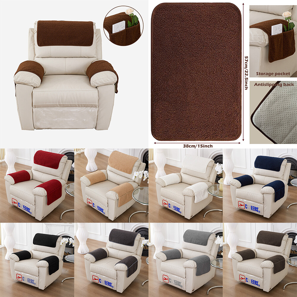 Chair Arm Covers With Pockets Velvet Recliner Headrest Sofa