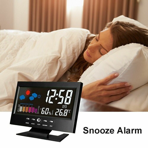 LED Digital Alarm Clock Calendar Thermometer Hygrometer Weather Display - Picture 10 of 17