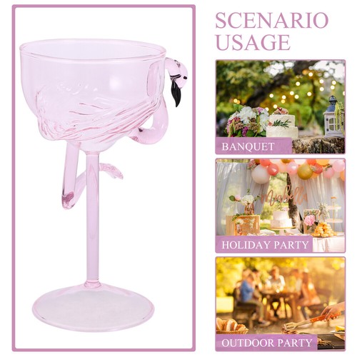 2 Pack Goblet Banquet Travel Glass Goblets Flamingo Drinking Glasses - Picture 5 of 12