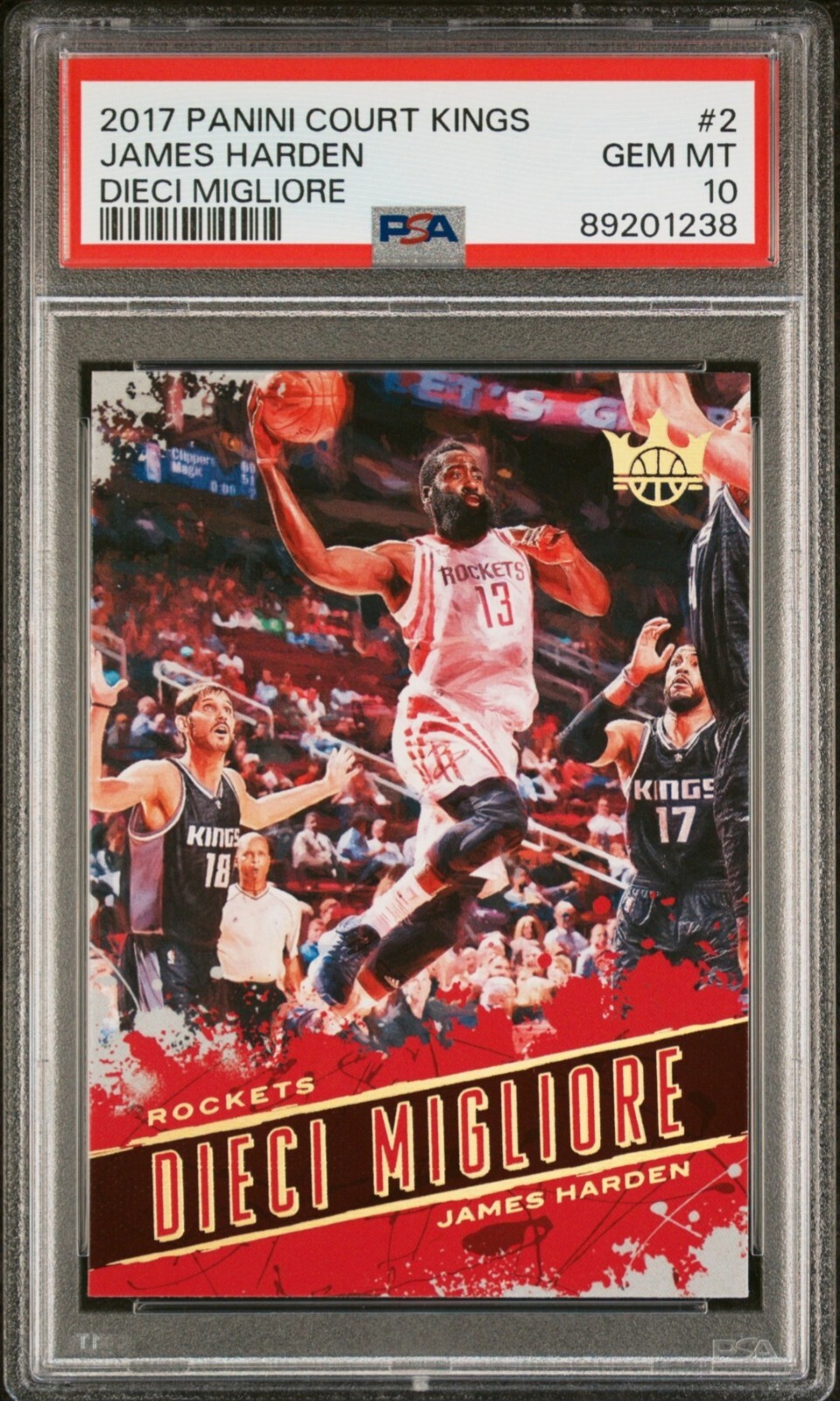 JAMES HARDEN 2017 PANINI COURT KINGS DIECI MIGLIORE CASE HIT PSA GEM MINT 10!
