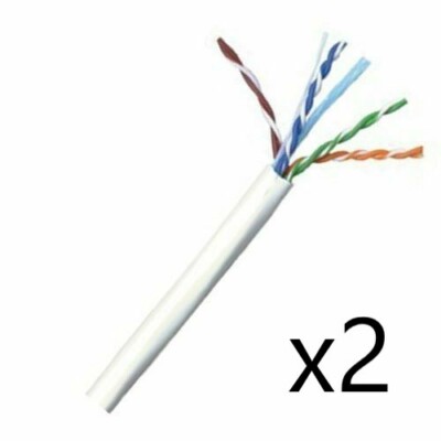 Lot of 2 - CAT6E Ethernet 550MHz CMR Cable White 1000FT 23 AWG COPPER