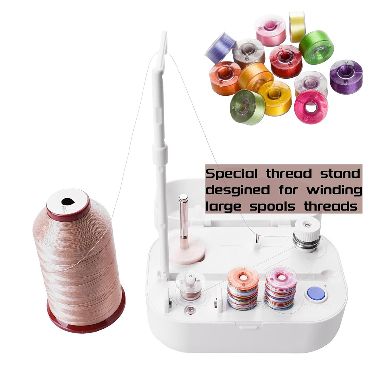 Automatic Bobbin Winder with Auto Stopper, Spool Thread Holder for