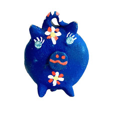 Arte Popular Azul Cerdo Tres Patas Chileno Suerte Chanchitos Amor Nativo Americano MCM