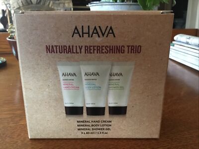 Ahava Naturally Refreshing Trio Gift Set Mineral Hand Cream, Lotion, Shower Gel 