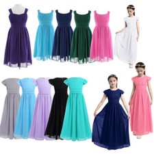 Girl Princess Long Dress Pageant Wedding Bridesmaid Birthday Party Formal Skirts