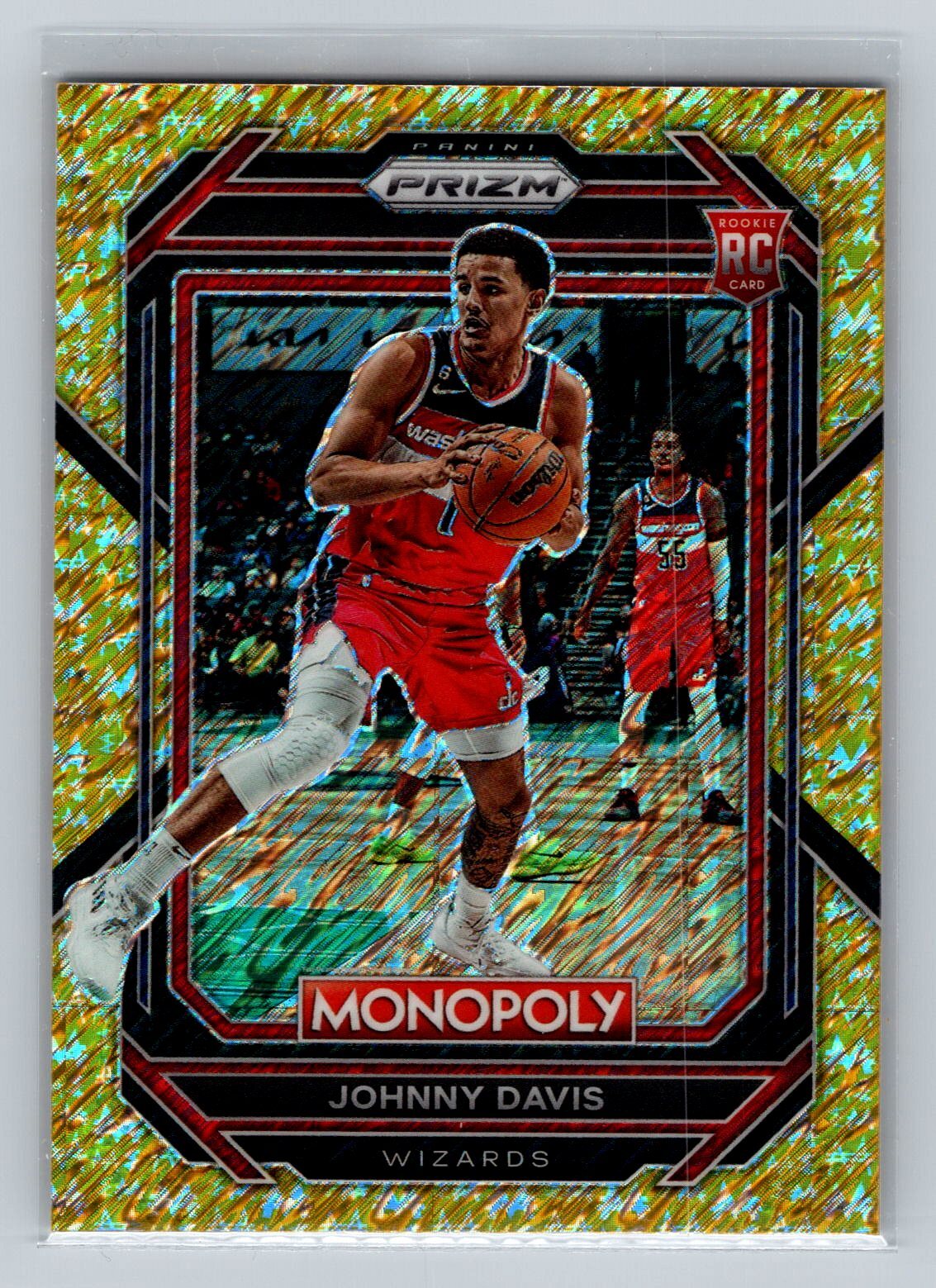 2022 Prizm Monopoly Johnny Davis #90 Gold Money Shimmer #/500 Washington Wizards
