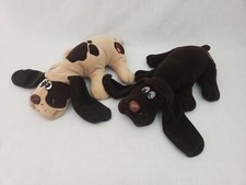 VTG Tonka Pound Puppies Chocolate Brown Tan Plush Dog Spots 1985 18" Lot