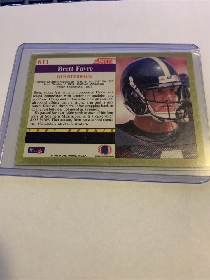 Brett Favre 1991 Score Rookie Card 611 Green Bay HOF eBay
