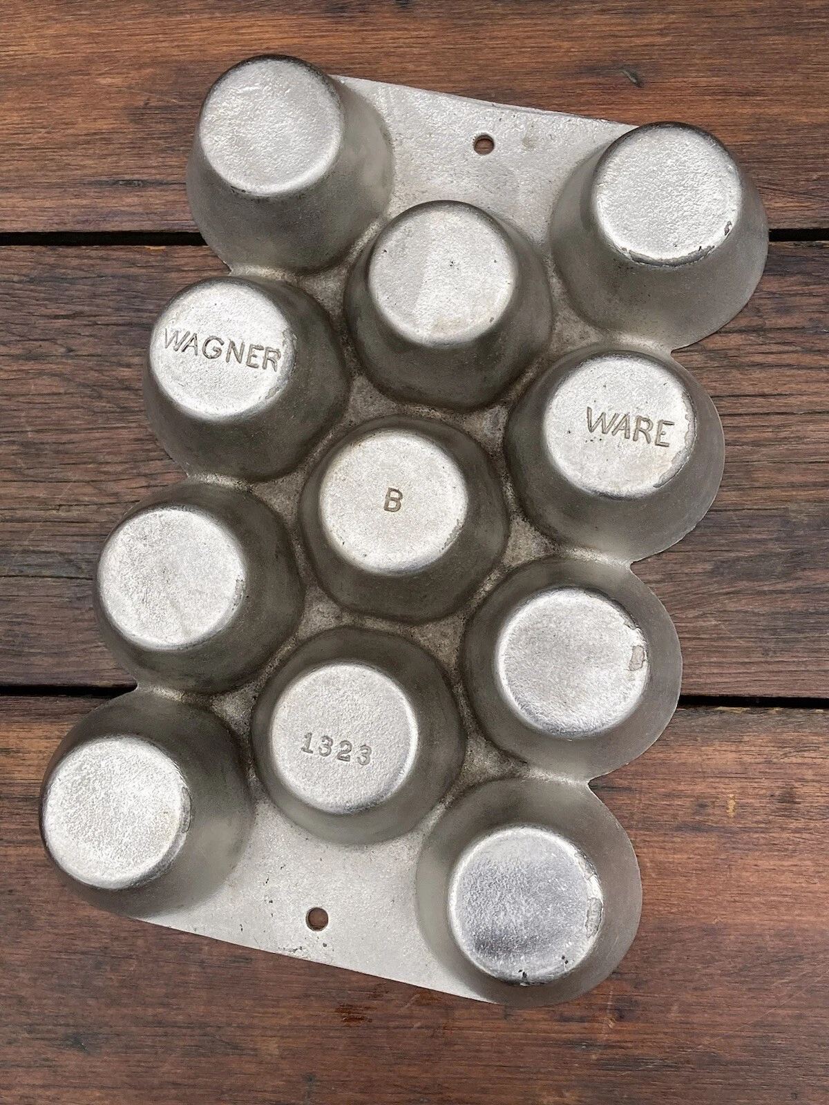 Wagner Ware Cast Iron Fully Marked Muffin Pan in Nickel Finish
