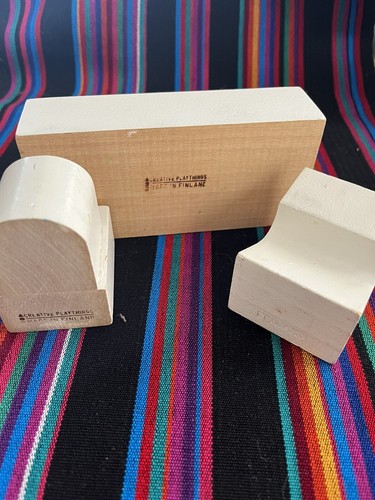 MCM Vintage Wooden Creative Playthings DollHouse Bathtub Sink Toilet Finland 3pc - Picture 3 of 5