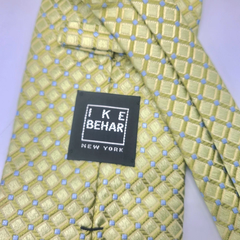 CORBATA HOMBRE IKE BEHAR 100% SEDA VERDE/AZUL ANCHO GEOMÉTRICO: 3.7/8" LARGO: 60" Foto 4 de 4