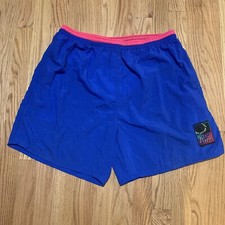 '90s Vintage Surf Style Blue Nylon Board Shorts Swim Trunks Men's Size M 32/34