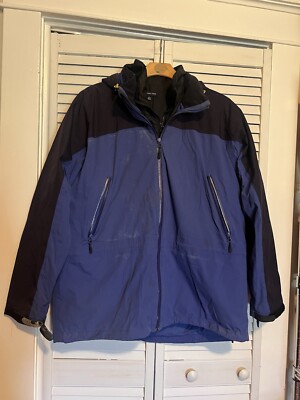 LANDS  END Men s Size XL Jacket Coat Aquacheck Two Layer Lined Thermolite