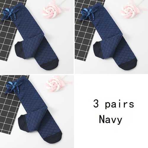 3 Pairs Kids Girls Cotton Blend Stocking Long Socks Bow Knee High Princess Dance - Picture 9 of 17