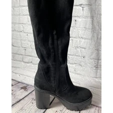 New Diba Faux Suede Platform Black High Boots Size 6.5