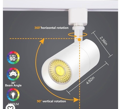 8 Pack - VANoopee 3-Color 10W H Track Rail LED Lighting Heads Dimmable, White - Picture 5 of 10