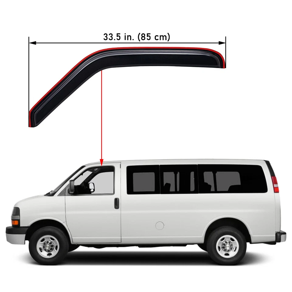 For 1996-2025 GMC Savana 1500 2500 3500 In-Channel Window Visors Sun Rain Guard Foto 2 de 4