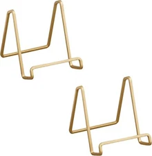 Tripar 3-Inch Gold Painted Square Book Holder/Stand, Wire Mini Easel, Small Phot
