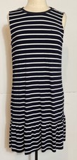 TOMMY HILFIGER Misses M Viscose Polyester Elastane Striped Dress Ruffled Bottom 