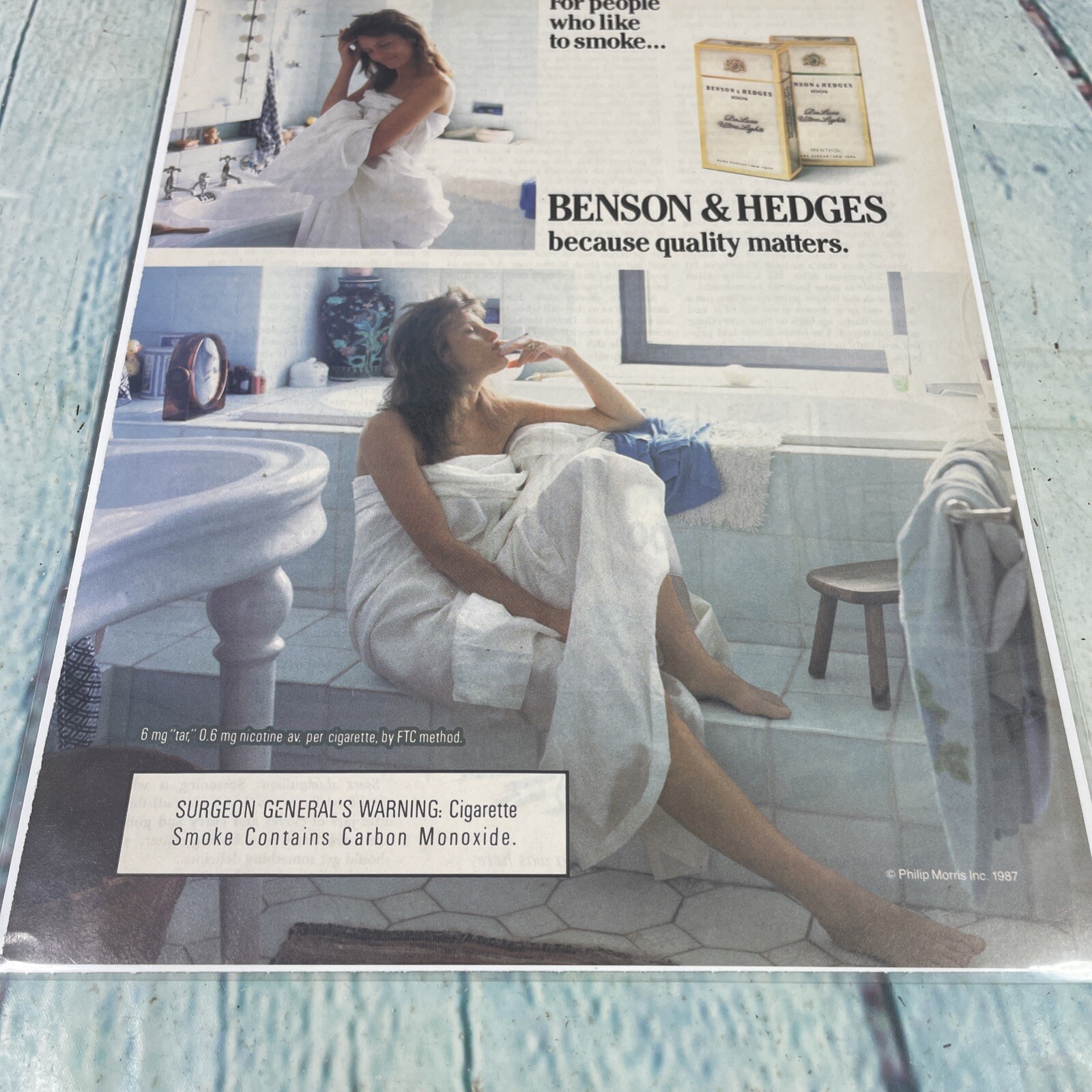 1987 Benson & Hedges Cigarettes Sexy Lady Print Ad/Poster Promo Art Magazine Pg