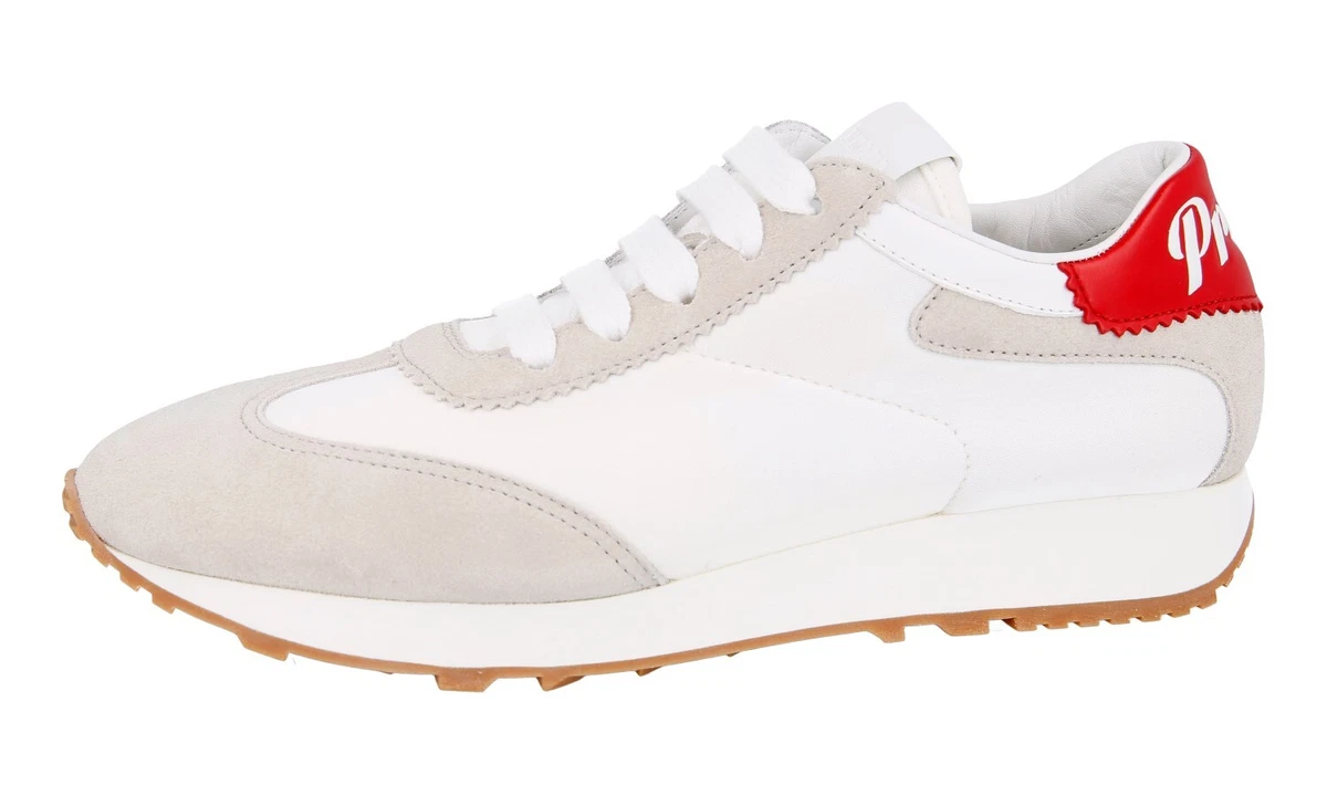 PRADA Wildleder Lane Sneaker - 1E369L - Weiss - NEU