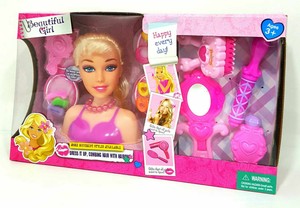 Kids Girls Hair Fashion Beautiful Head Doll Play Set Hair Styling Toy