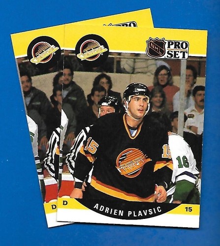 #644 ADRIEN PLAVSIC RC ERROR SHIFTED STATS + CORRECTED 1990-91 PRO SET CANUCKS - Picture 2 of 2