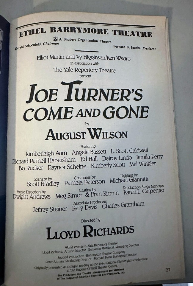 Joe Turner’s Come And Gone Original and Revival Broadway Playbills ...
