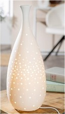 Gilde Tischleuchte Galaxy weiß Fensterlampe 57812 rund 42 cm hoch