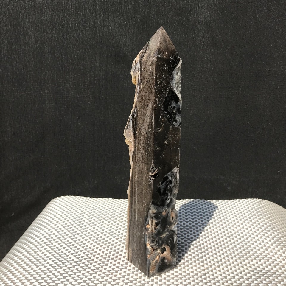 1031G Natural sphalerite geode Druzy Quartz Crystal Obelisk Tower
