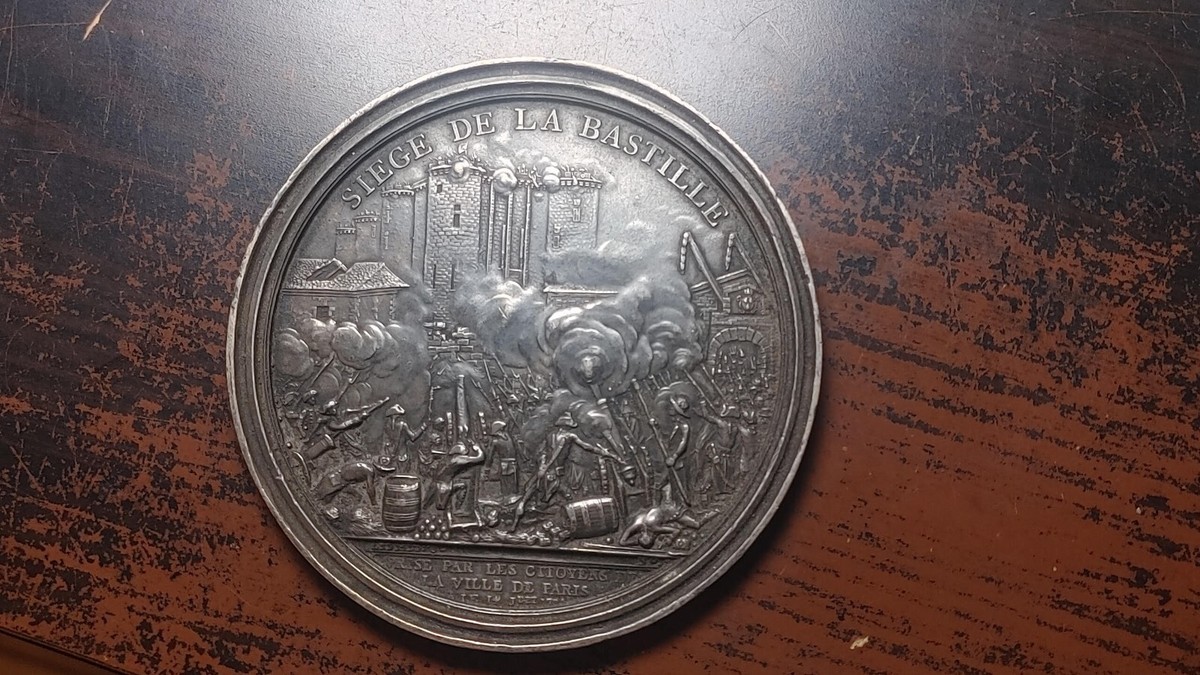 French Revolution Siege de la Bastille 82mm White Metal Medal by