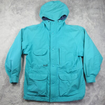 Vintage Eddie Bauer Jacket Mens Large Blue Hooded Gore-Tex Raincoat  Windbreaker