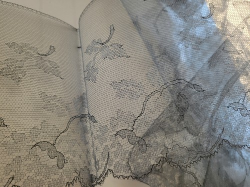 Rare Large Antique Grey Lace Veil Petticoat Milliner 4 Meters 70 B6 No.16 - Picture 6 of 15