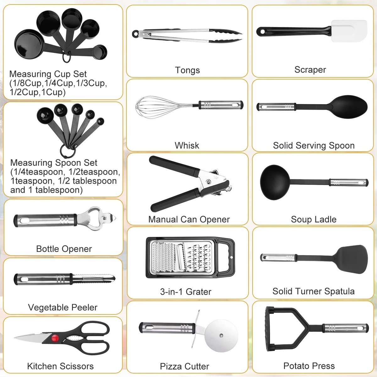 23 Pcs Kitchen Utensils Kit Nylon