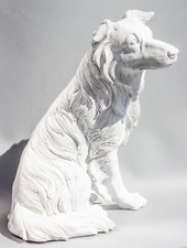 Unpainted Border Collie Memorial Statue Dog Grave Decor Pet Loss Garden Keepsake