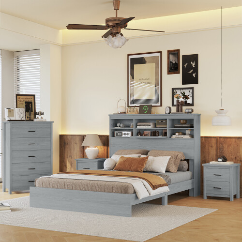 Modern Bedroom Furniture Sets Queen Size Platform Beds Nightstands Dresser Chest