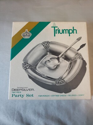 Vintage Triumph International Deep Silver Two Piece Party Set, 1950/1960, w/Box