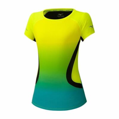 Mizuno Damen Aero T-Shirt, Running Shirt, in Safety yellow, Größe M, L, XL