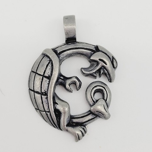 Pewter Dragon Ouroboros Pendant Mythical Magical Creatures Unisex Jewelry EUC - Picture 2 of 6