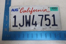 California License Plate Tag CA 2002 02 Natural Sticker 1JW4751