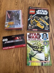 Star Wars Coloring Sticker Books Darth Vader Collectible Tin 64 Crayon Sealed