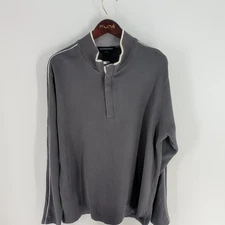 Hathaway Ribbed Knit Stand Collar Classic Pullover Sweater Dark Gray Size XL