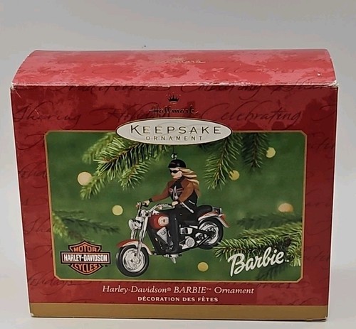Motocicleta Barbie Riding A 1990 Fatboy Harley Davidson de colección 2001 ornamentada en Navidad - Imagen 9 de 15