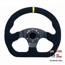 12.5  D Shape Car Racing Steering Wheel Suede Leather D Shape Suede leather