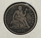 1876-CC Seated Liberty Silver Dime "Carson City Mint" Vintage Rare Coin Toning